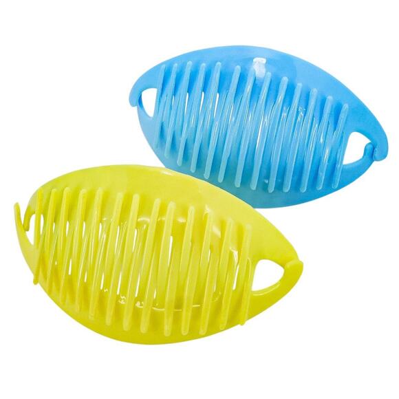 Vintage Tzers Taiwan Hair Clincher Comb Banana Clip Blue Yellow 5.5 In - Picture 1 of 7